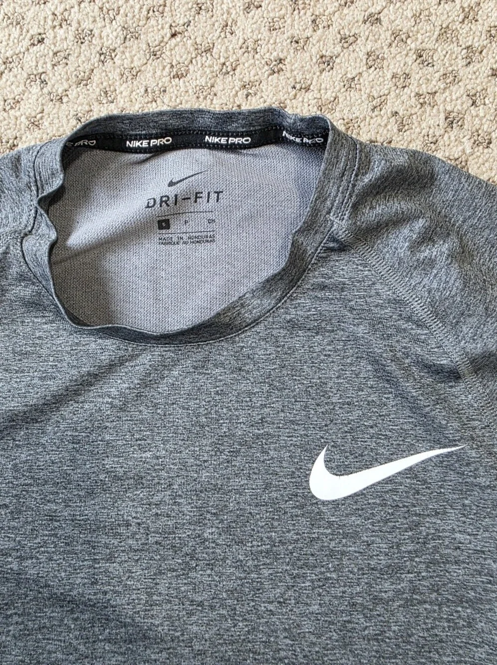 Nike Pro Men’s Long Sleeve Dri-FIT Crew Shirt - Heather Gray